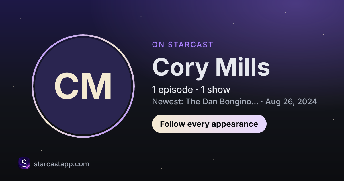 The preview card for Cory Mills