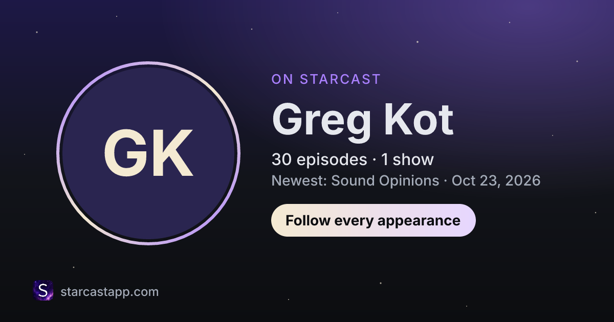 The preview card for Greg Kot