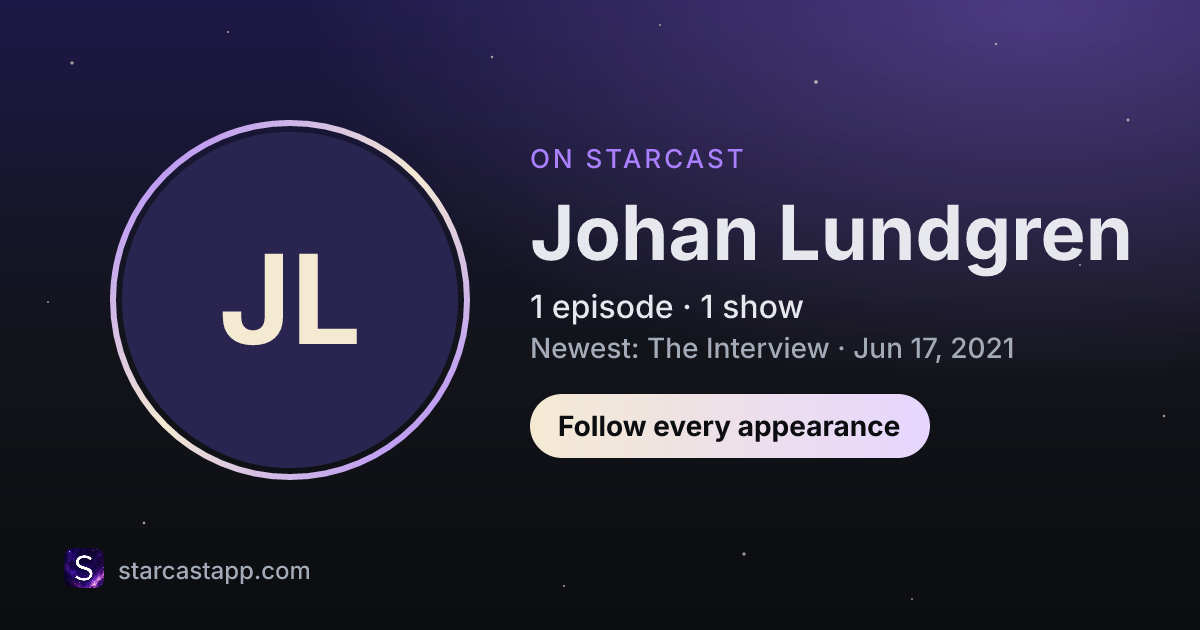The preview card for Johan Lundgren