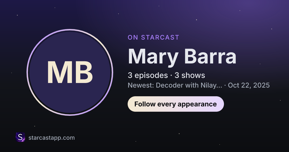 The preview card for Mary Barra