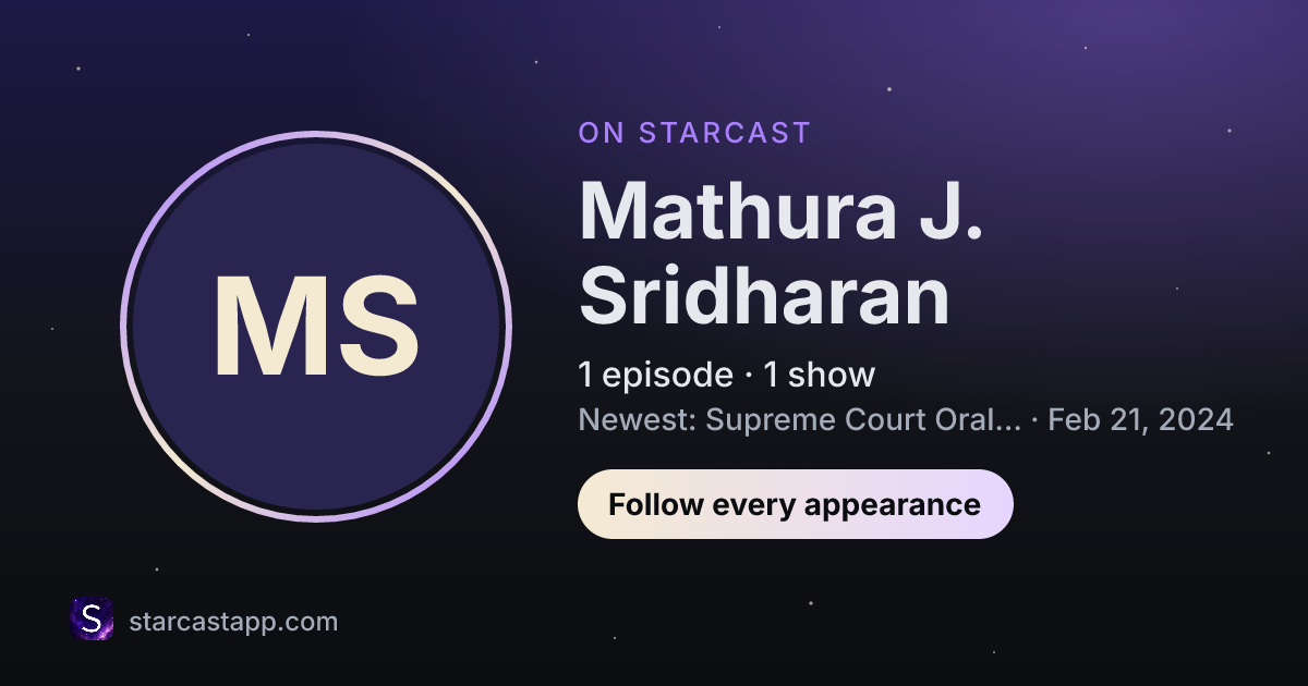 The preview card for Mathura J. Sridharan