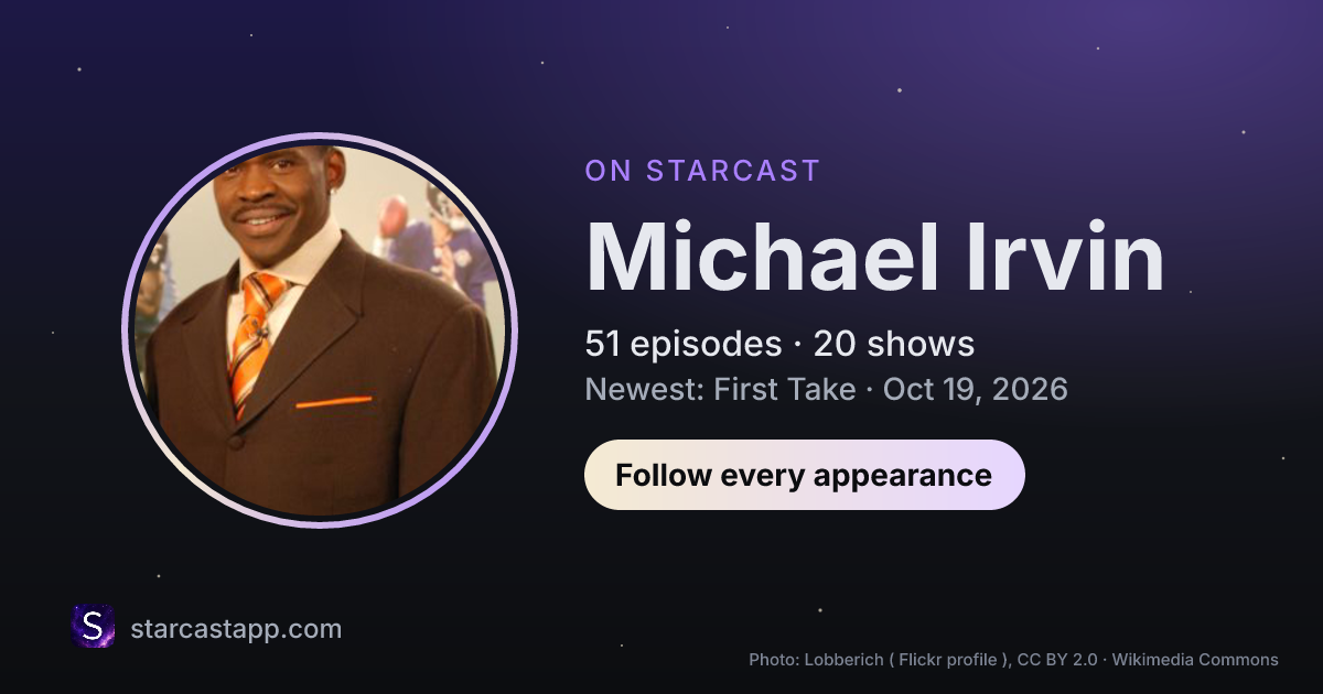 The preview card for Michael Irvin