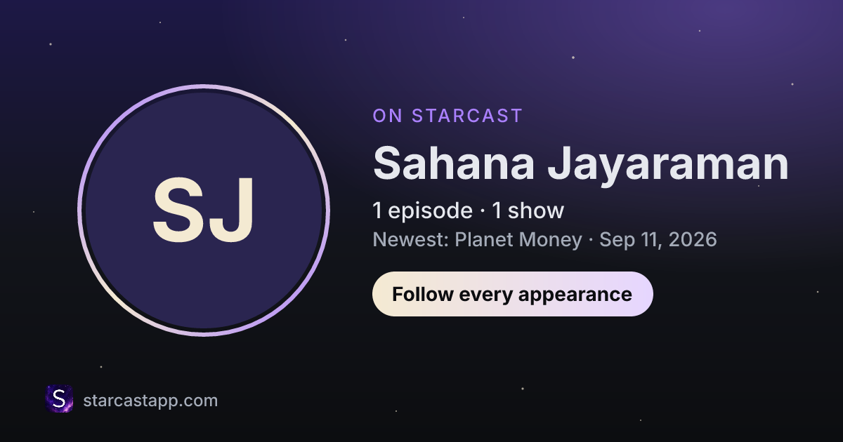 The preview card for Sahana Jayaraman