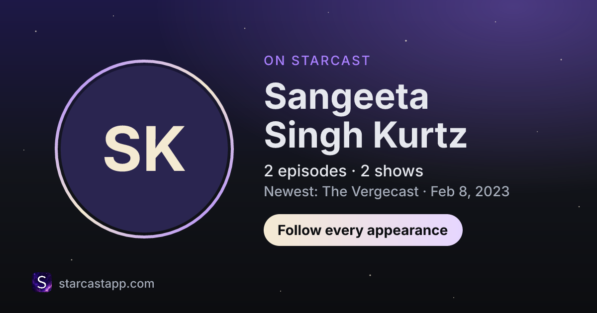 The preview card for Sangeeta Singh Kurtz
