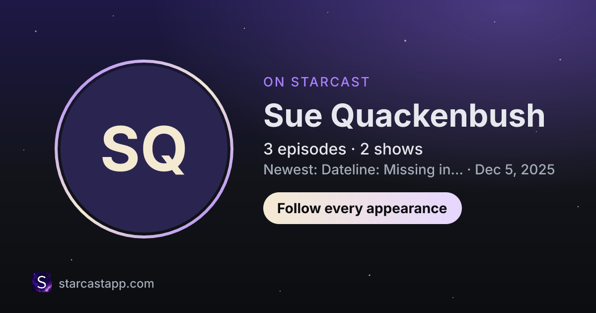 The preview card for Sue Quackenbush