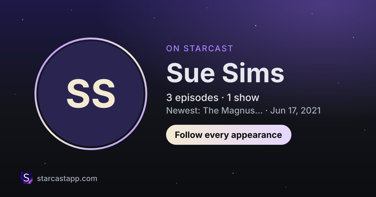 The preview card for Sue Sims