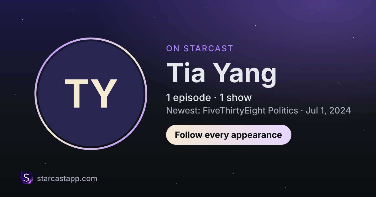 The preview card for Tia Yang
