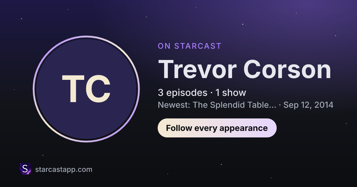 The preview card for Trevor Corson